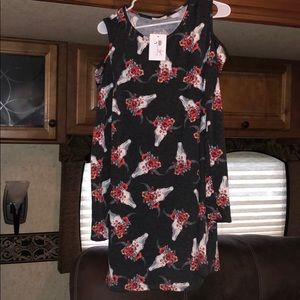 Long sleeve steer head charcoal dress